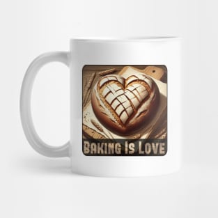 Baking Is Love, heart-shaped bread Mug
